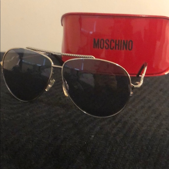 Moschino Sunglasses Silver Aviator Heart Frame 90s - Picture 5 of 12